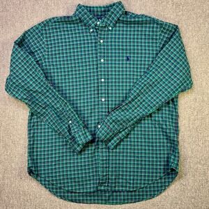 Ralph Lauren Classic Fit Green‎ Red Plaid Cotton Button Down Shirt XXL Mens